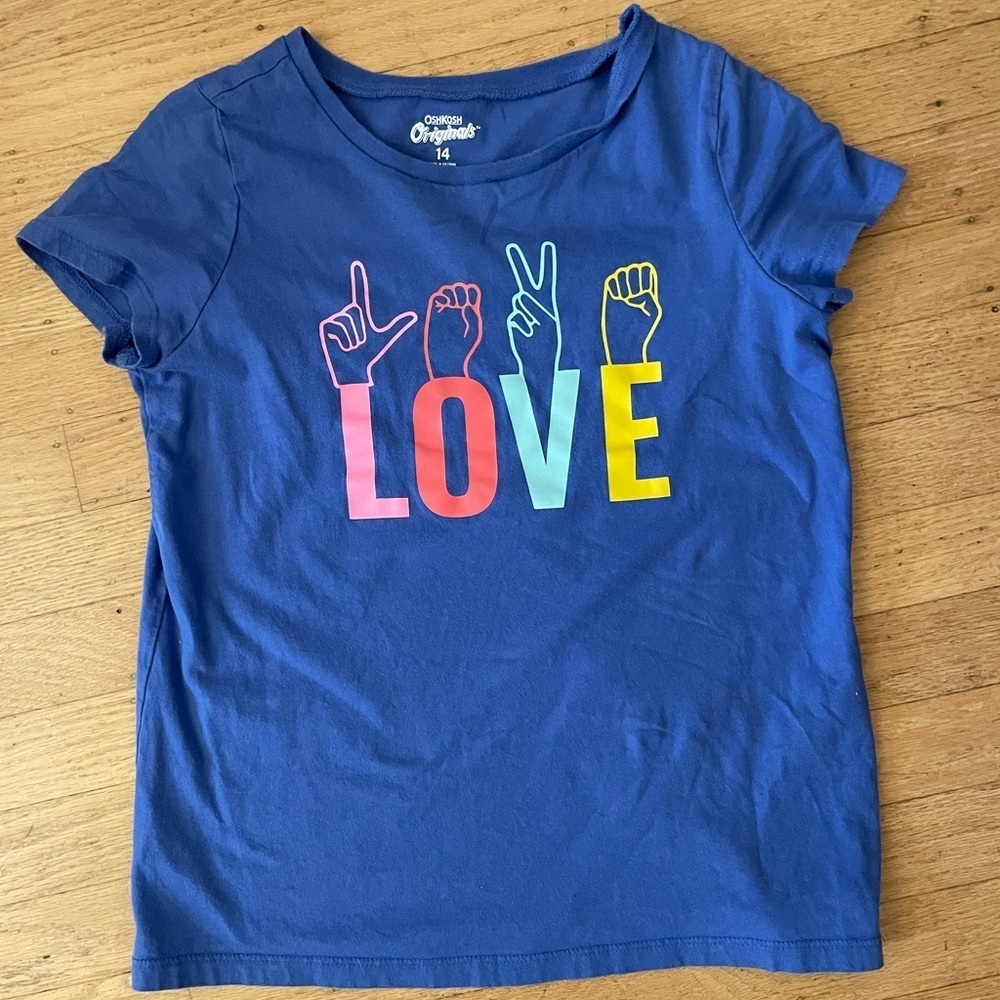 Girls ASL Love T-shirt OshKosh size 14